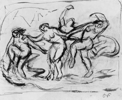 Figurencompositie met badende en dansende vrouwen door Emile Othon Friesz