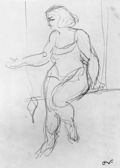 Vrouwelijke acrobaat, zittend in trapeze door Emile Othon Friesz