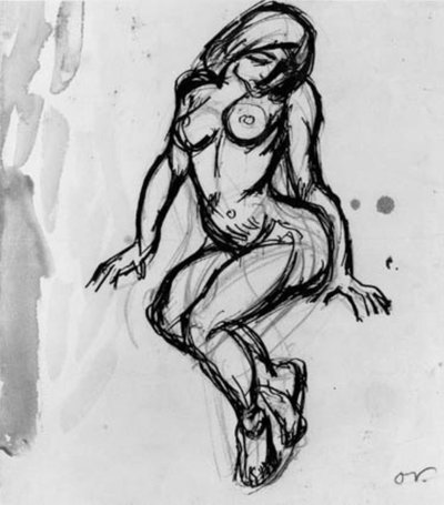 Zittend vrouwelijk model, naar links gekeerd door Emile Othon Friesz