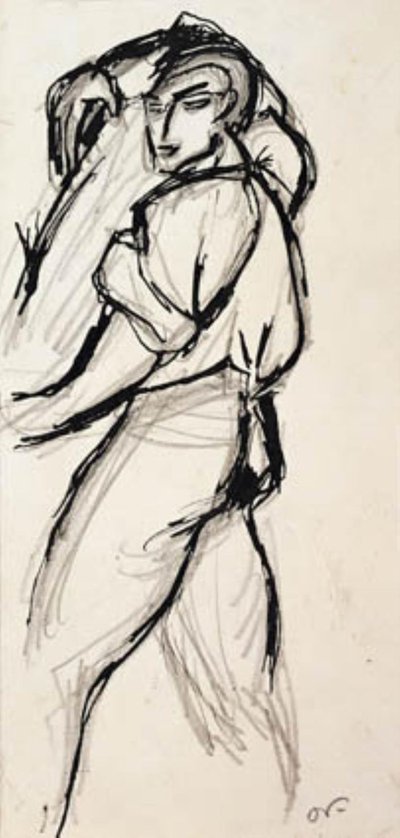 Studie van een man die een boomstam draagt door Emile Othon Friesz