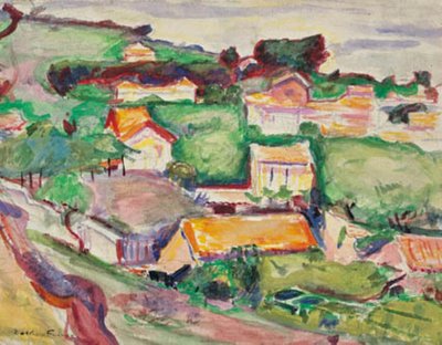 Uitzicht op een dorp door Emile Othon Friesz
