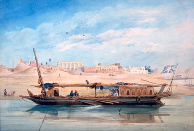 Een Boot op de Nijl, Luxor, Egypte door Emile Prisse d