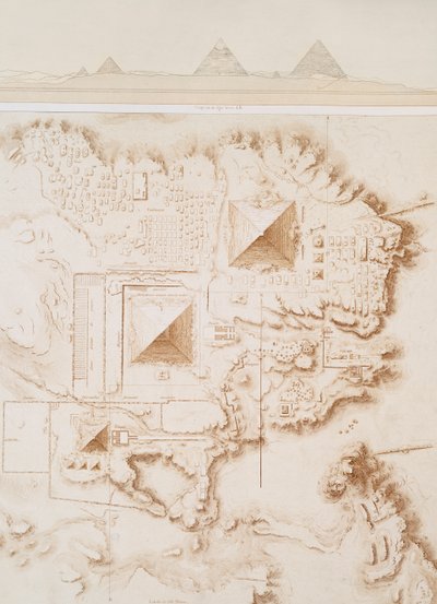 Plan van een deel van de Memphis necropolis, Giza Plateau door Emile Prisse dAvennes