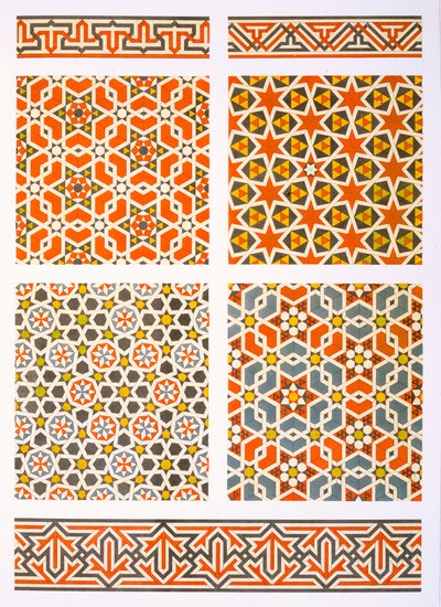 Caïro: Geometrische muurschildering, 15e en 16e eeuw door Emile Prisse d