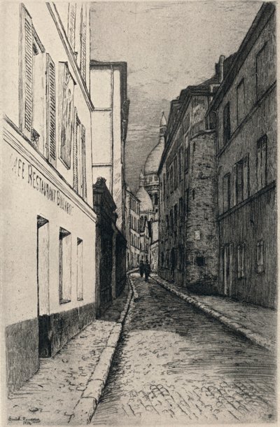 Rue St Rustique, Montmartre, 1915 door Emile Rousseau