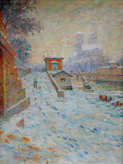 Notre-Dame de Paris (Notre-Dame in de sneeuw) door Emile Schuffenecker