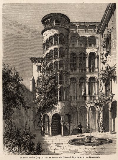 La Scala Antica. Gravure in Le tour du monde, bewerkt door Edouard Charton. door Emile Theodore Therond