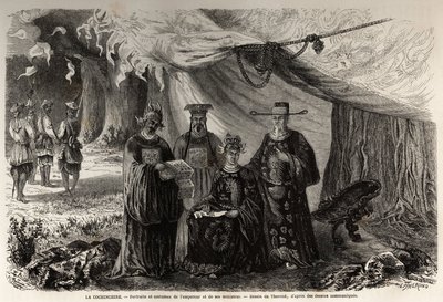 Portretten en kostuums van de keizer van Annam en zijn ministers door Emile Theodore Therond