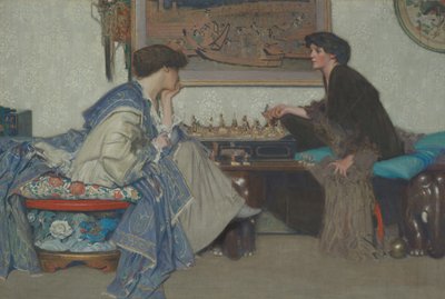 Het schaakspel (olieverf op doek) door Emile Vloors