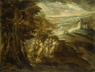 Fantastisch Landschap met Figuren door Emilian 16th Century