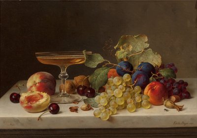 Stilleven met Zomerfruit en Champagne, 1875 door Emilie Preyer