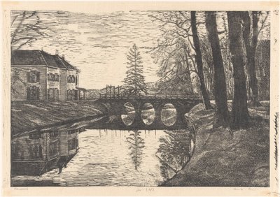 Oude Hof in Bergen door Emilius Wilhelmus Dehé (signed by artist)