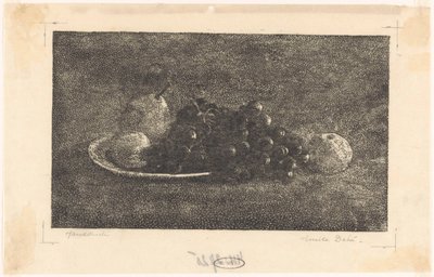 Schaal met druiven en ander fruit door Emilius Wilhelmus Dehé (signed by artist)