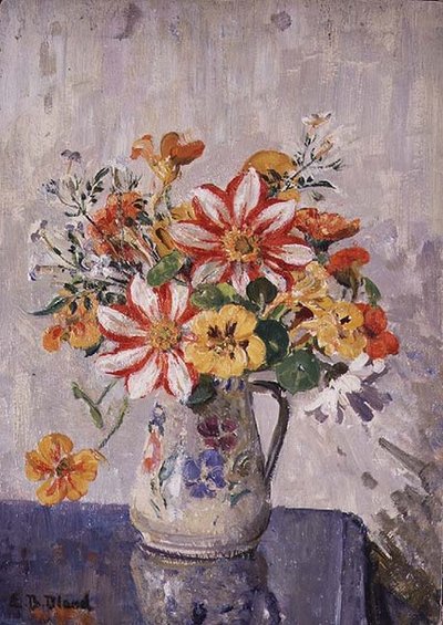 Stilleven met bloemen in een kruik door Emily Beatrice Bland
