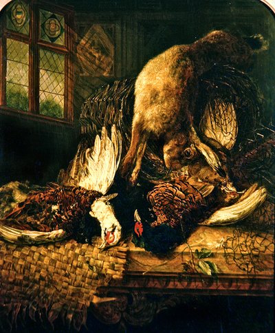 Stilleven met fazanten en haas, ca. 1860 door Emily Stannard