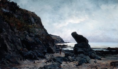 Bij de rotsen bij eb, 1878 door Emmanuel Lansyer