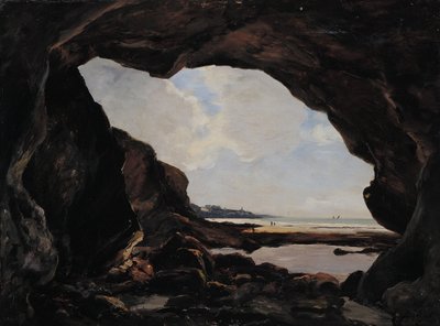 Grot van de Ris onder de ijzerhoudende klif, Douarnenez, augustus 1876 door Emmanuel Lansyer