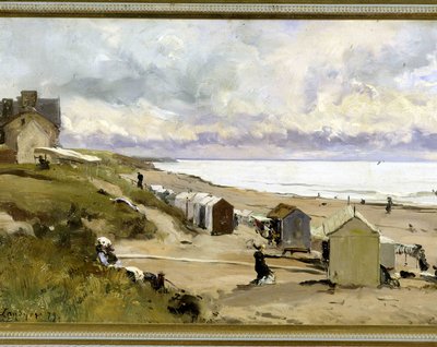 La plage des bains à St Pair (Manche) door Emmanuel Lansyer