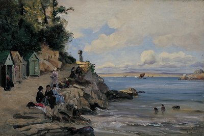 Damesbad, Douarnenez, augustus 1876 door Emmanuel Lansyer
