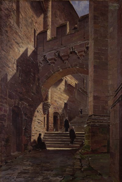 Mont Saint-Michel, Versterkte Poort in de Abdij, 1881 door Emmanuel Lansyer
