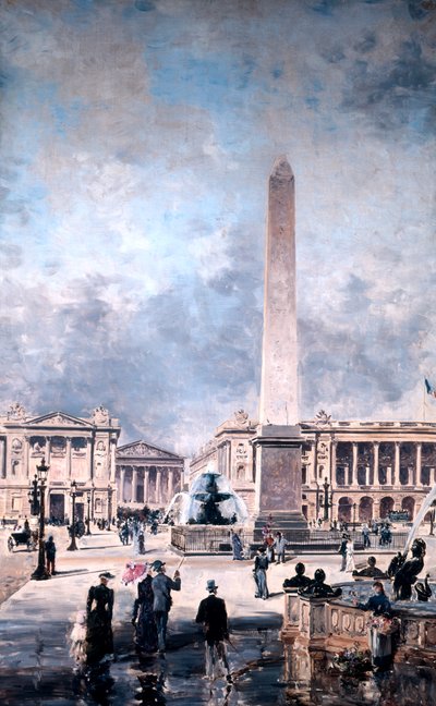 Obelisk van Luxor en de Place de la Concorde, 1891 door Emmanuel Lansyer