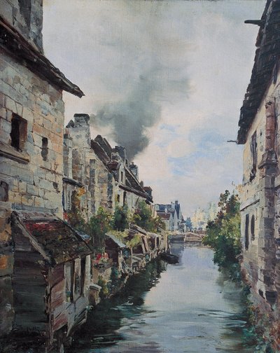 Het Beaulieu-kanaal, uitzicht op de brug op de weg van Loches naar Beaulieu. 1891 door Emmanuel Lansyer