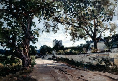 De weg naar Mauvieres in de avond, 1884 door Emmanuel Lansyer