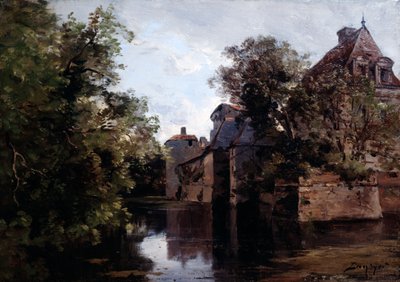 Uitzicht op een kasteel gebouwd onder Lodewijk XIII, Saint Loup, 1882 door Emmanuel Lansyer