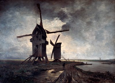 Windmolens van het omliggende landschap van Lille, 1877 door Emmanuel Lansyer