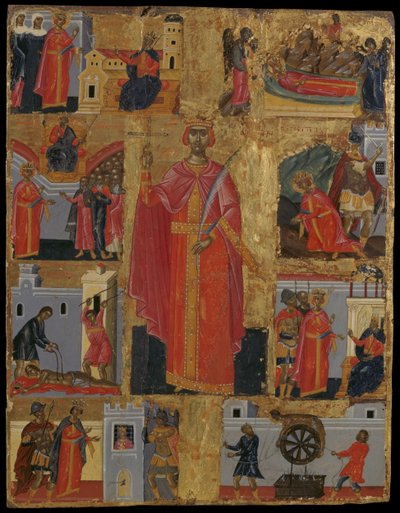 Icoon van St. Catharina met Scènes uit Haar Leven door Emmanuel Tzanes