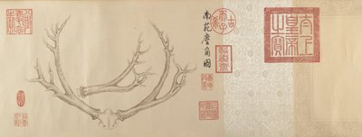 Twee Schilderijen van Hertengeweien, gedateerd 1762 en 1767 door Emperor Qianlong