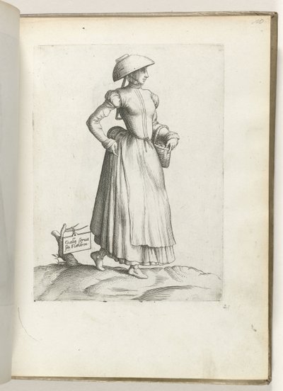 Dienstbode uit Vlaanderen, gekleed volgens de mode van ca. 1550 door Enea Vico