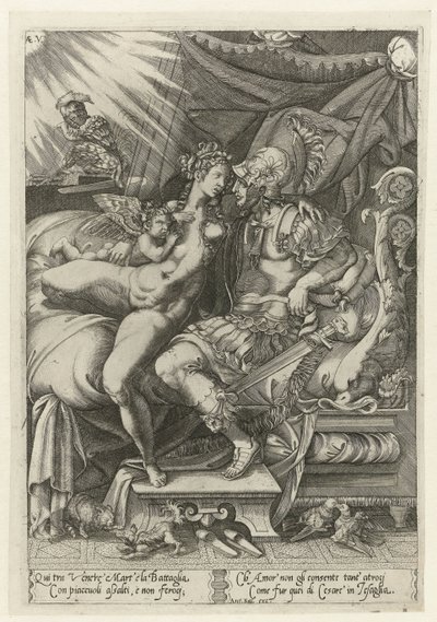 Mars en Venus als geliefden door Enea Vico