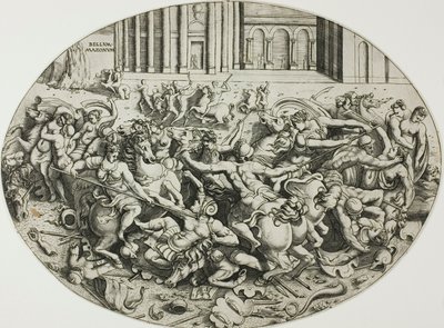 De strijd van de Amazonen door Enea Vico