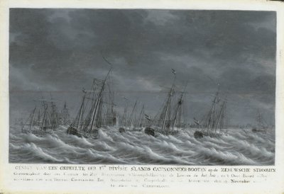 De Bataafse vloot bij Veere, 1800 door Engel Hoogerheyden
