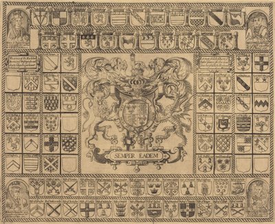 Wapens met Hoekportretten van Hendrik VII, Hendrik VIII, Edward VI en Maria door English 16th Century