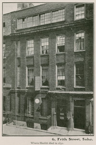 6 Frith Street, Soho, waar Haziltt stierf in 1830 door English Photographer