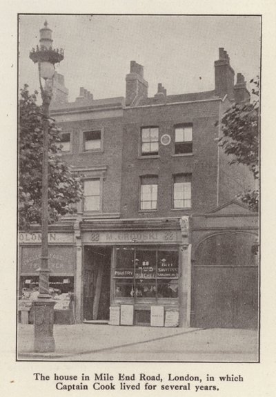 88 Mile End Road, Londen, huis waar de Engelse ontdekkingsreiziger kapitein James Cook woonde van 1764 tot zijn dood door English Photographer