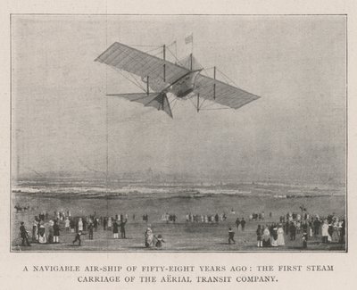 Een Beweegbaar Luchtschip van Achtenvijftig Jaar Geleden, de Eerste Stoomwagen van de Aerial Transit Company door English Photographer