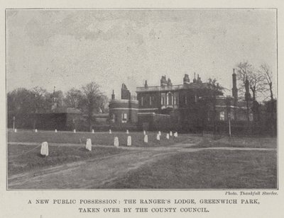 Een nieuwe openbare aanwinst, de Rangers Lodge, Greenwich Park, overgenomen door de County Council door English Photographer