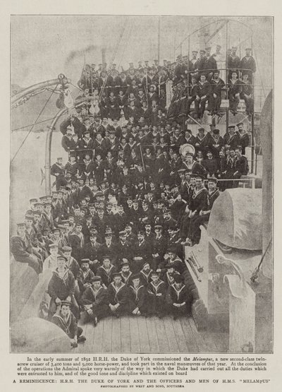 Een herinnering, ZKH de hertog van York en de officieren en mannen van HMS Melampus door English Photographer