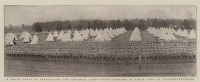 Een Slim Korps van Ongeregelden, het Imperial Light Horse op Parade in hun Kamp in Pietermaritzburg door English Photographer