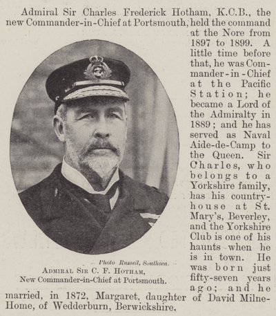 Admiraal Sir C F Hotham, nieuwe opperbevelhebber in Portsmouth door English Photographer