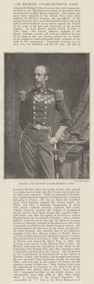 Admiraal Sir Michael Culme-Seymour, Baronet door English Photographer