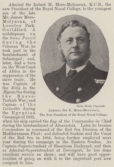 Admiraal Sir R More-Molyneux, de nieuwe president van het Royal Naval College door English Photographer