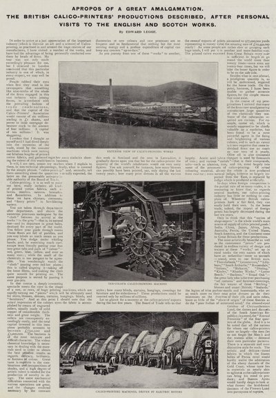 Apropos van een Grote Fusie, de Producties van de Britse Calico-Drukkers beschreven, na Persoonlijke Bezoeken aan de Engelse en Schotse Werken door English Photographer