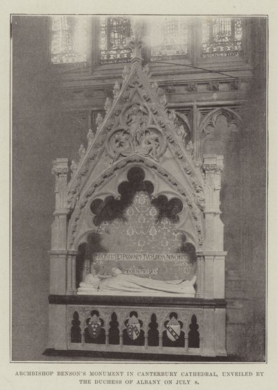 Monument van aartsbisschop Benson in de kathedraal van Canterbury, onthuld door de hertogin van Albany op 8 juli door English Photographer