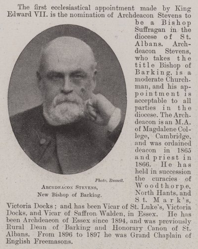 Aartsdiaken Stevens, nieuwe bisschop van Barking door English Photographer