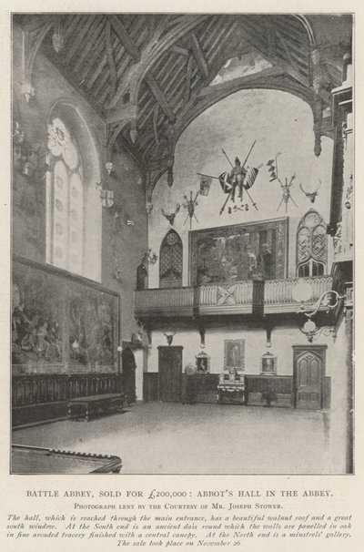 Battle Abbey, verkocht voor £200,000, Abtszaal in de abdij door English Photographer