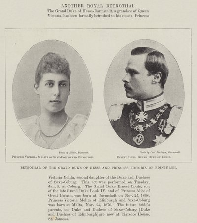 Verloving van de Groothertog van Hessen en Prinses Victoria van Edinburgh door English Photographer